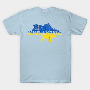 Ukraine Map Shape and Flag T-Shirt